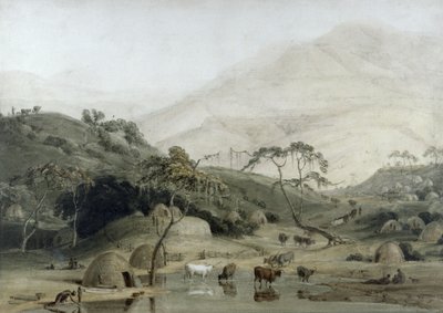 A Kaffir Village, c.1801 by Samuel Daniell